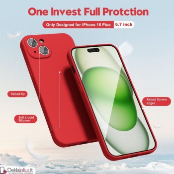 Liquid Air silikoninis dėklas su kameros apsauga - raudonas (Apple Iphone 15 Plus)